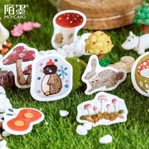 46Pcs/pack Cute Felt Handicraft Museum DIY Diary Album Decorative Scrapbooking Paper Sticker Label Sticker School Gift