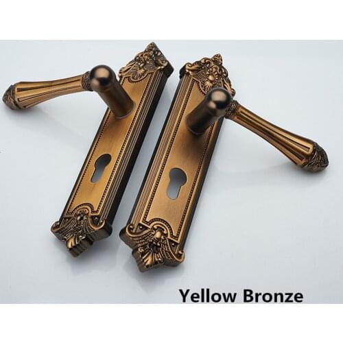 Fashion deluxe gold Double-sided handle lock yellow bronze bedroom kitchen bookroom wooden door lock vintage Mute the door lock