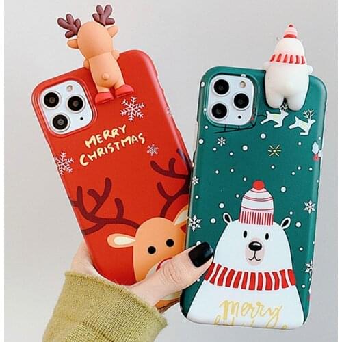 Cartoon Christmas Phone Case For iPhone 11 Snowman For iPhone 11Pro Case XR Xs Max Back Lovely Elk X Soft N1O0
