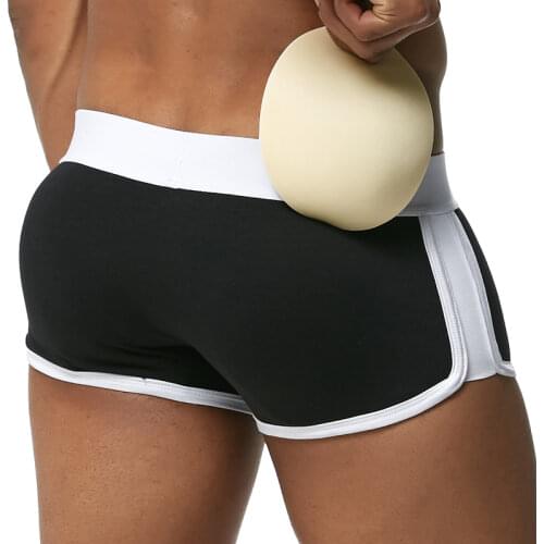 Men Sexy Buttoceks Lifter Enlarge Push Up Underpants Removable Pad Boxer Underwear Butt-Enhancing Trunk Shorts Male Panties