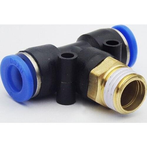 Free shipping Pneumatic quick connection-peg T type PB 4 6 8 10 12mm-(M5" 1/8" 1/4" 3/8" 1/2") Tee threaded Fitting