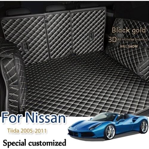 Car Cargo Liner Customized Full Surrounding Trunk Mat Carpet Car Accessories For Nissan Tiida 2005 2006 2007 2008 2009 2010 2011