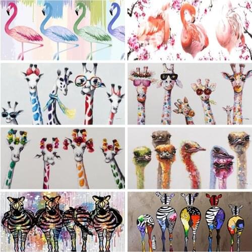 Full Square/Round 5D Diy Diamond Painting Animal Flamingo Zebra Giraffe Ostrich Diamond Embroidery Cross Stitch Mosaic Home Deco