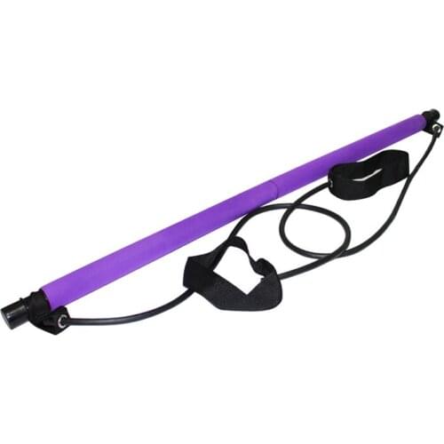 Portable Pilates Bar,Yoga Exercise Stick with Resistance Tube Band