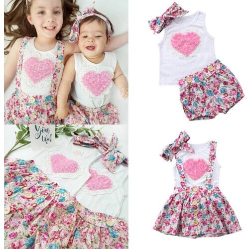Pudcoco Newborn Baby Girl Tops+Little Sister Pants Big Sister Skirts Headband Cotton Summer Party Matching Clothes Sets 0-6T
