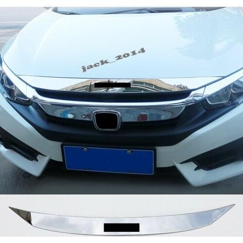 Silver Stainless Front Hood Molding Cover Trim For Honda Civic 10th 2016 2017 2018 2019