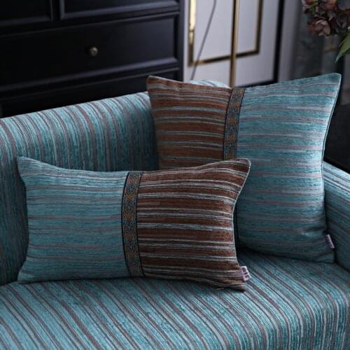Nordic Striped Cushion Cover 55x55cm Chenille Square Rectangle Pillow Case Cover for Sofa Chair Seat Decorative