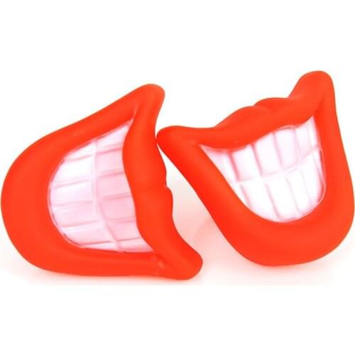 Funny Pet Dog Puppy Chew Sound Squeaky Giggle Big Smile Lips & Teeth Play Toy Red Funny Voice Flaming Lips Dog Play Things