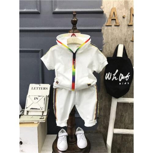 New Summer Hot Sale Kids Clothes Boys Hooded Top+Pant Clothing Sets Tracksuit Suits Boy Sets Fashion Toddler Boys Clothing 1-5 Y