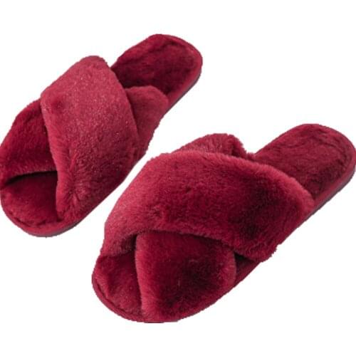 Slipper Women Winter Room House Fur Fashion Warm Female Furry Fashion on Flats Furry Floor Indoor Soft CottomBenroom