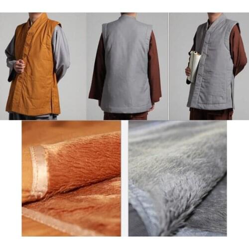 UNISEX grey/yellow 2colors winter Buddhism monks warm vestclothes martial arts uniforms abbotnun meditation lay clothing