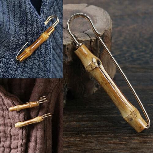 Vintage Wood Bamboo Metal Brooches Pins Graceful Fashion Jewelry Women Men Decorate Clothing Accessories