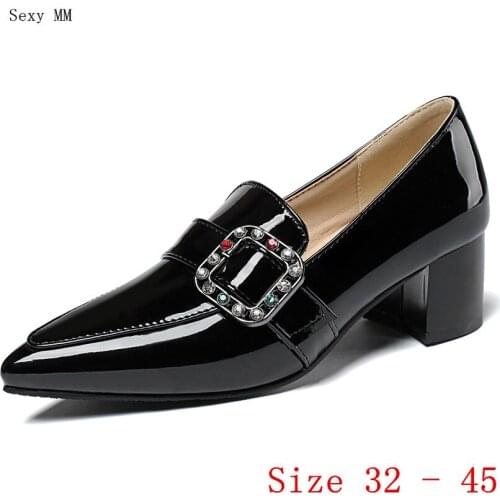 Med High Heels Women Pumps Med High Heel Shoes Oxfords Woman Shoes Kitten Heels Small Plus Size 32 33 - 40 41 42 43 44 45