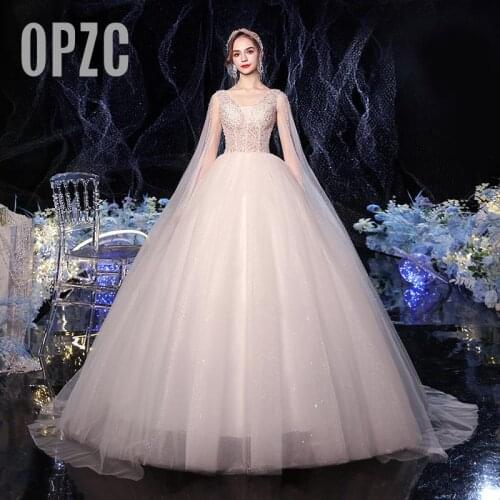 New Fashion Sweetheart With Shawl Wedding Dress 2021 Vestidos De Noiva Plus Size Elegant Beading Sequined Bride Gowns Robe