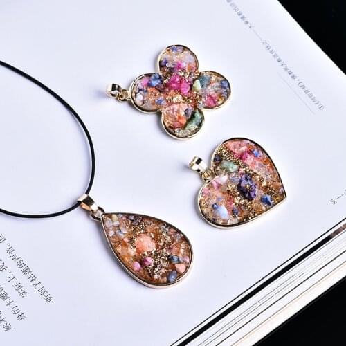 1pc Diverse jewelry pendant necklace Delicate colorful natural agate pendant stones and crystals healing holiday party DIY gift