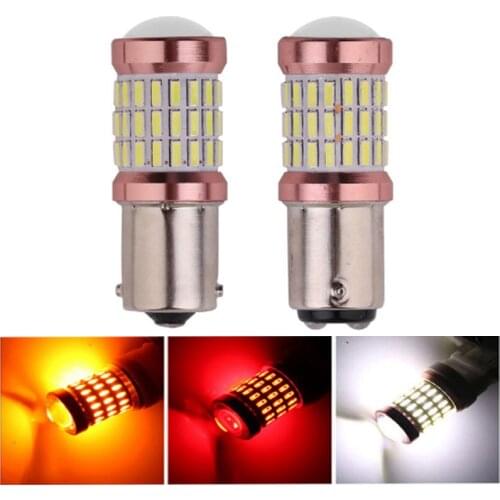 10pcs S25 1156 BA15S P21W 1157 BAY15D Car LED DRL Turn Signal Light Auto Parking Lamp Sidelight 4014 60SMD White Red Yellow 12V