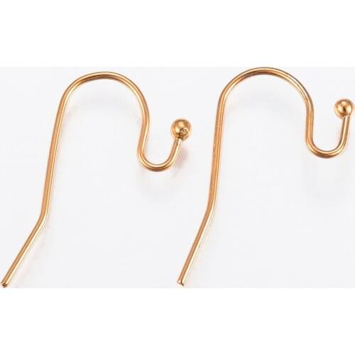 100 pcs 21x12x2mm 304 Stainless Steel Earring Hooks for Jewelry Accessories, Golden; Pin: 0.8mm