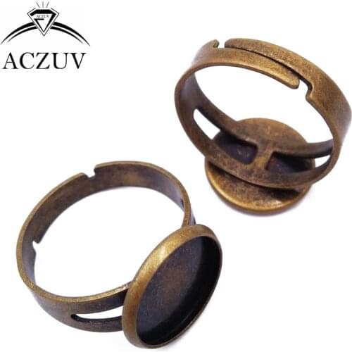 100pcs Antique Bronze 12mm 14mm 16mm 18mm 20mm 25mm Bezel Blank Adjustable Ring Blanks Base Cabochon Rings Settings TJZT029