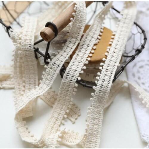 2 Meters Cotton Lace Ribbon Trim Applique for Costumes Dresses Trimmings 1.8cm Beige Lace Fabric Embroidery Strip Sewing