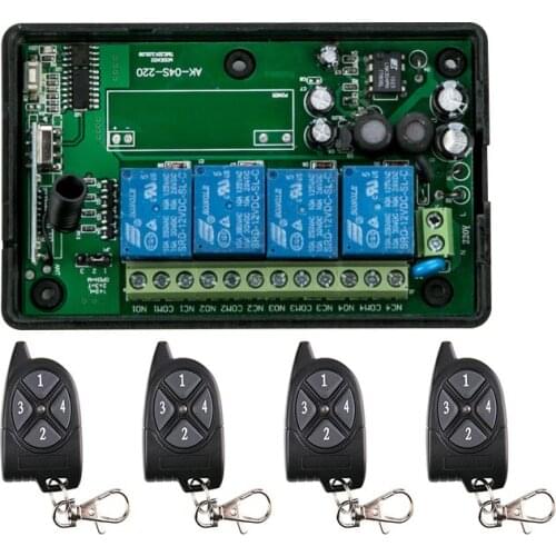 AC85v~250V 110V 230V 4CH RF Wireless Remote Control Relay Switch Security System Garage Doors Gate Electric Doors shutters