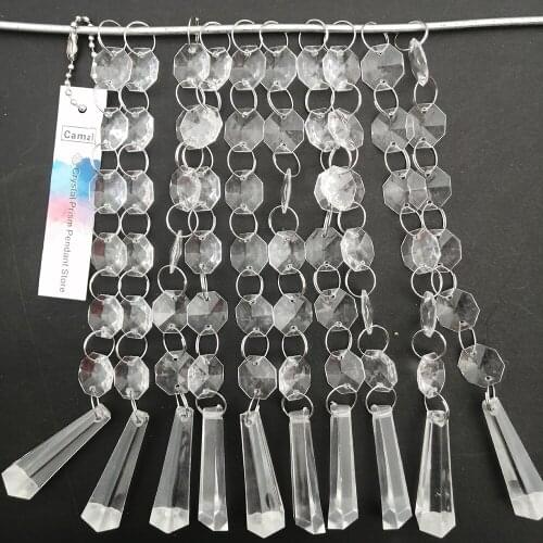 Camal 60pcs 17.3cm Long Faceted Pendant Acrylic Crystal Octagon Bead String Garland Chain Chandelier Lamp Party Curtain Wedding