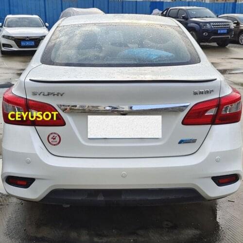 CEYUSOT For Car Trunk Spoiler Accessories NEW OLD Nissan Sentra SYLPHY PU Plastic Rear Lip Wing Tail Body Kit V Style 2012-2021