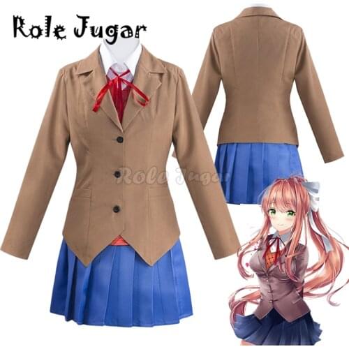 Doki Doki Literature Club Cosplay Monika Cosplay Sayori Yuri Natsuki Cosplay Costume and wig Girls Women School Uniforms C90C05