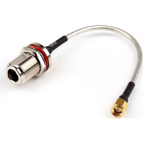 Areyourshop N Female Jack Plug Bulkhead to SMA Male RF Pigtail Semi-Flexible Cable RG402 15cm Waterproof 50 ohm Wholesale