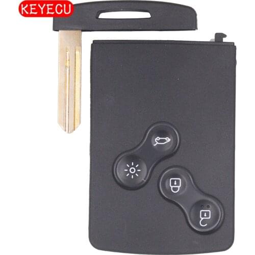 Keyecu Keyless-Go Remote Key Fob 4 Button 433MHz With Chip PCF7952 for Renault Koleos with Uncut Blank Blade