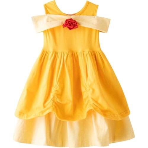 Girls Summer Dress Cute Flower Print Sleeveless Soft Dresses Children Fashion Princess Costume Girl Clothes Cheap Stuff