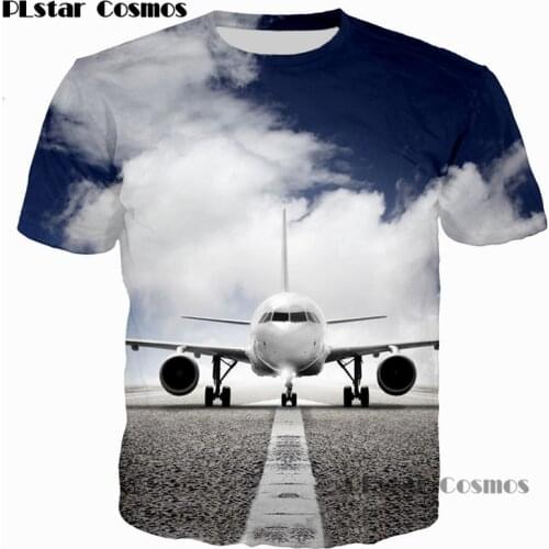 PLstar Cosmos 2019 summer New design 3D T-shirt The plane & Ship/Iceberg/Wall/Road print short sleeve Men Women casual t-shirts