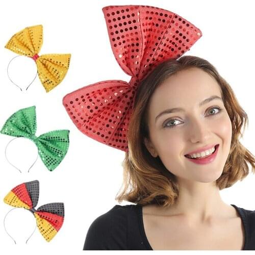 Fashion Lady Big Bow-knot Sequins Head Hoop Multicolor Fabric Widened Print Headwear Women Ornaments Other Hair Accessories