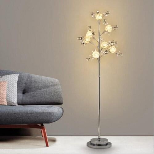 Creative bedroom tree branches crystal lamp stand lamps European living room led floor lamp Nordic vertical table led fixture