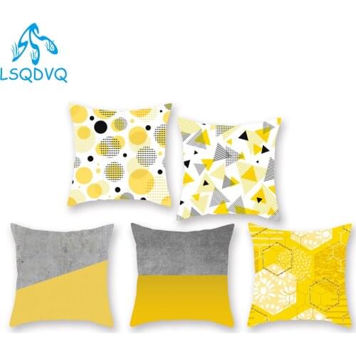 Yellow Throw Pillows Case Cover Geometric Wave Square Polyester Cushion Cover Sofa Sofa Home Car Decoration 45x45cm Almofadas