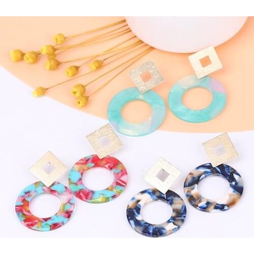 Acrylic New Earrings Boho Acetate Round Pendant Women Big Long Drop Dangle Earings Fashion Jewelry Bohemian Dangle Accessories