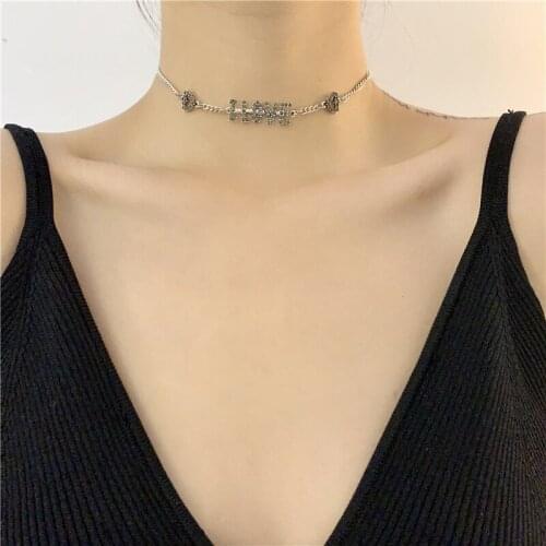 New Bling Crystal Love Letter Chokers Necklaces for Women Fashion Holiday Heart Pendant Necklace Femme Gift Hiphop Jewelry 2020