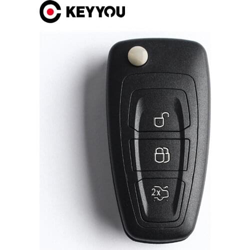 KEYYOU Flip Folding Remote Key Shell Car Key Cover 3 Buttons For Ford Focus Mondeo Fiesta 2013 Fob Auto Case With HU101 Blade