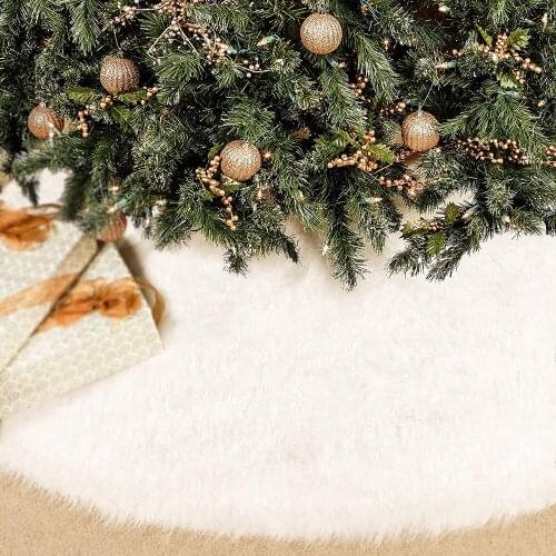 Christmas Tree Skirts White Faux Fur Plush Xmas Tree Decoration Merry New Year Christmas Decorations For Home Xmas-Tree Decor