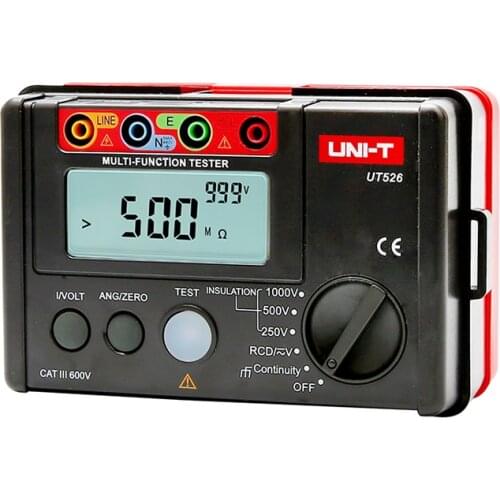UNI-T Digital Electric Meter UT526 Insulation Tester Megger Voltmeter Earth RCD Low Resistance Continuity Voltage Measurement
