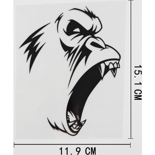 11.9CMX15.1CM Evil Gorilla Monkey Animal Decal Vinyl Car Sticker Black/Silver 8A-0160