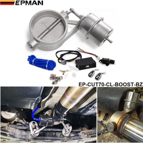 Exhaust Control Valve With Boost Actuator Cutout 70mm Pipe CLOSED with Wireless Remote Controller Set EP-CUT70-CL-BOOST-BZ