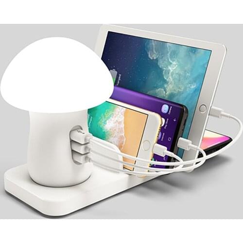 3 USB Ports Charging Bracket 5V 3A Fast Charger and 10W Wireless Charging Phone Stand Plug US EU Travel Adapter for Smartphone