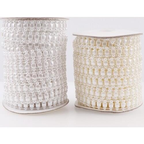 13mm 2 Yard Square Cotton Thread Flat Bottom ABS Plastic Pearl Chain For DIY Handmade Clothing Accessories Decoration