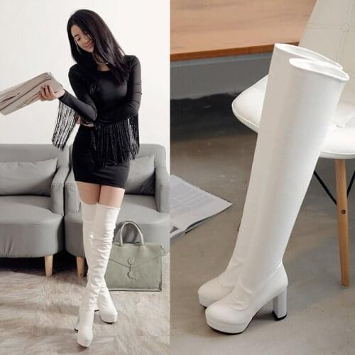 2020 over the knee boots women autumn winter boots platform zip stilettos high heels ladies stretch thigh high boots 34-43