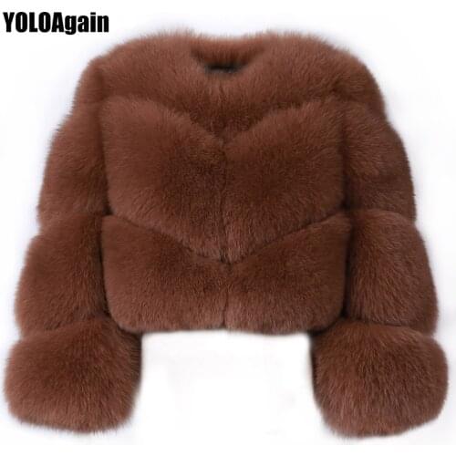 YOLOAgain Winter Warm Thick Women Short Real Fox Fur Jacket Coat