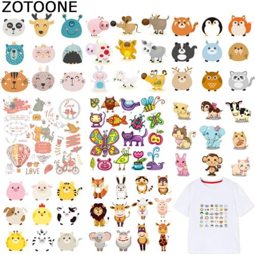 ZOTOONE Cute Animal Patches for Kids Iron on Transfers for Clothes T-shirt Heat Transfer Stickers DIY Accessory Appliques F1