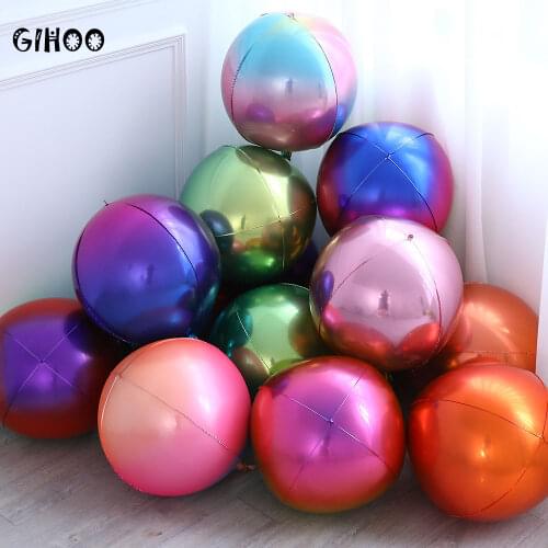 1pcs 22 Inch Rainbow Gradient 4D Foil Balloon Disco Helium Balloon For Birthday Party Bachelor Party Decoration Globs