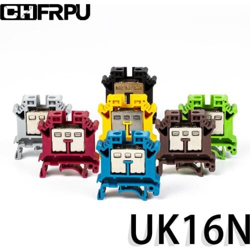 10Pcs Din Rail Terminal Block UK-16N Connductor Universal Class Screw Wire Connector Strips Disassemble assembly