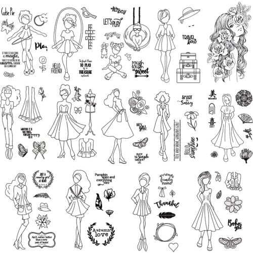 14 Pcs/Set Pretty Beauty Girls Clear Stamps Diy Scrapbooking Painting Paper Cards Craft Decoration Transparent Stempels Silicone