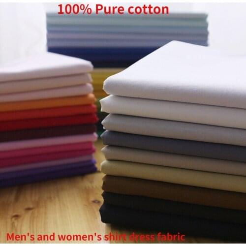 Home Apparel Sewing Fabric Solid Color Poplin Pure Cotton Plain Fabric White Black Red Clothing Shirt Fabric Cotton Fabric